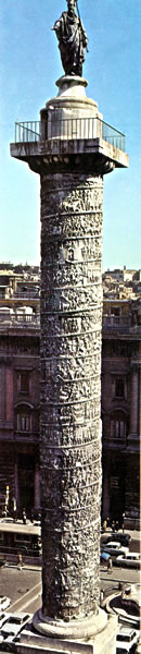 The Column of Marcus Aurelius, Piazza Colonna, Rome. Erected by his son, Commodus in A.D.193. Column of Marcus Aurelius