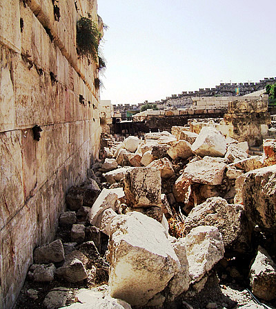 These stones still lay at the foot of the temple, where they were thrown down after the capture of Jerusalem in A.D.70.