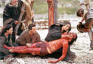 Scene from THE PASSION OF THE CHRIST. The Death of Jesus. Death of Jesus.