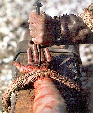 Scene from THE PASSION OF CHRIST. The crucifixion.